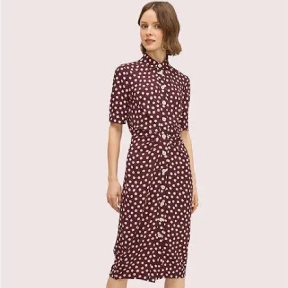 NWOT kate spade button down Dress with Pink flower shapes